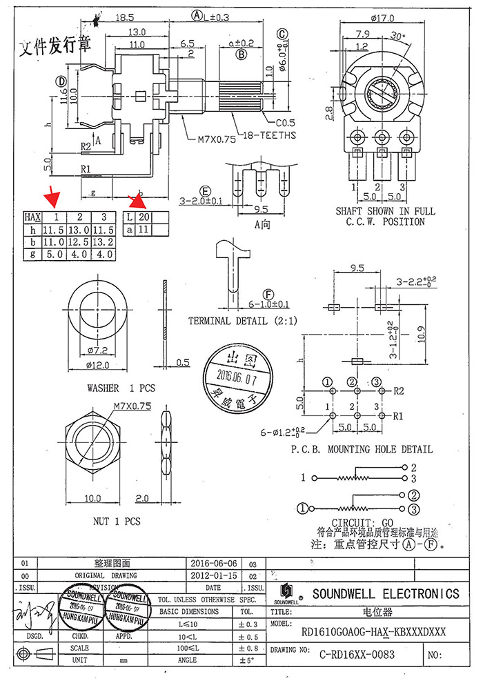 RD16可調電位器規(guī)格書